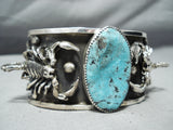 Crazy Scorpion Detaild Native American Blue Turquoise Sterling Silver Bracelet-Nativo Arts