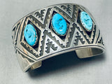 Spectacular Vintage Native American Hopi Morenci Turquoise Sterling Silver Bracelet-Nativo Arts