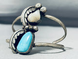 Pretty Vintage Native American Navajo Blue Gem Turquoise Sterling Silver Bracelet-Nativo Arts