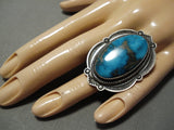 Best Vintage Native American Navajo Emma Lincoln Blue Diamond Turquoise Sterling Silver Ring-Nativo Arts