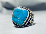 Astounding Vintage Native American Navajo Kingman Turquoise Sterling Silver Ring-Nativo Arts