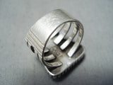 Besy Jerry Stevin Vintage Native American Navajo Pilot Mountain Turquoise Sterling Silver Ring-Nativo Arts