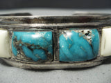 Heavy Opulent Vintage Native American Navajo Blue Diamond Turquoise Sterling Silver Bracelet-Nativo Arts