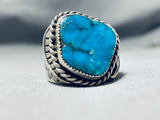 Astounding Vintage Native American Navajo Kingman Turquoise Sterling Silver Ring-Nativo Arts