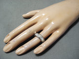 Marvelous Vintage Native American Navajo Mother Of Pearl Inlay Sterling Silver Ring-Nativo Arts