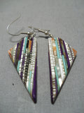 One Of The Best Vintage Santo Domingo Native American Turquoise Inlay Earrings-Nativo Arts