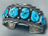 Jimmy Shay Important Vintage Native American Navajo Turquoise Sterling Silver Wave Bracelet-Nativo Arts