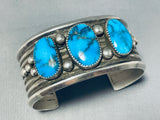 One Of The Best Vintage Native American Navajo Blue Diamond Turquoise Sterling Silver Bracelet-Nativo Arts