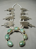 Quality Royston Turquoise Sterling Silver Bird Native American Navajo Squash Blossom Necklace-Nativo Arts