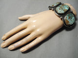 Statement Vintage Native American Navajo Royston Turquoise Sterling Silver Bracelet Old-Nativo Arts
