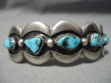 Amazing Vintage Native American Navajo Waving Sterling Silver Turquoise Bracelet Old-Nativo Arts