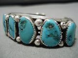 Amazing Rue Rose Vintage Native American Navajo Turquoise Sterling Silver Bracelet Old Cuff-Nativo Arts