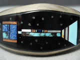 Extreme Detail Outer Space Vintage Native American Navajo Turquoise Sterling Silver Bracelet-Nativo Arts