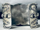 Colossal Native American Navajo Signed Pilot Mountain Turquoise Sterling Silver Bracelet-Nativo Arts