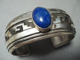 Authentic Vintage Native American Navajo Thomas Singer Lapis Sterling Silver Bracelet-Nativo Arts