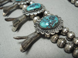 Women's Vintage Native American Navajo Turquoise Sterling Silver Squash Blossom Necklace-Nativo Arts