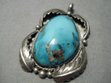 Astonishing Vintage Native American Navajo Earth Deep Blue Turquoise Sterling Silver Pendant-Nativo Arts