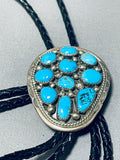 Important Chee Vintage Native American Navajo Turquoise Sterling Silver Bolo Tie-Nativo Arts