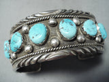 Superlative Vintage Native American Navajo Morenci Turquoise Sterling Silver Bracelet Old-Nativo Arts