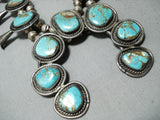 Women's Vintage Native American Navajo Turquoise Sterling Silver Squash Blossom Necklace-Nativo Arts