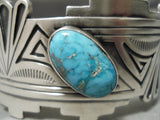 High Grade Vintage Native American Navajo Carico Lake Turquoise Sterling Silver Bracelet-Nativo Arts