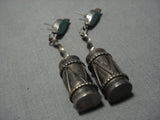 Amazing Vintage Zuni Sterling Silver Native American Turquoise Earrings-Nativo Arts