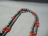 Wrap Around Navajo Coral Sterling Silver Necklace Native American-Nativo Arts