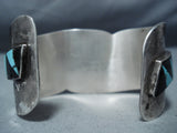 One Of The Best Vintage Native American Navajo Turquoise Inlay Sterling Silver Bracelet-Nativo Arts