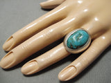 Native American Heavy Heavy!! Vintage Navajo Thick Sterling Silver Turquoise Ring Old-Nativo Arts