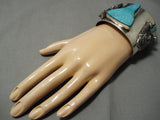 Colossal Heavy 157 Gram Turquoise Sterling Silver Bear Bracelet Cuff-Nativo Arts