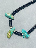 Superior Vintage Native American Navajo Royston Turquoise Sterling Silver Necklace-Nativo Arts