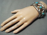 X Marks The Spot Vintage Native American Navajo Turquoise Sterling Silver Bracelet-Nativo Arts