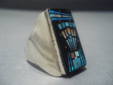 Midnight Space Kachina Turquoise Sterling Silver Ring-Nativo Arts