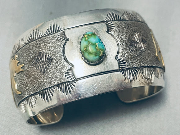 High Grade Royston Turquoise Vintage Native American Navajo Sterling Silver Bracelet-Nativo Arts