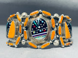 Best Vintage Native American Navajo Outer Space Turquoise Inlay Shell Sterling Silver Bracelet-Nativo Arts