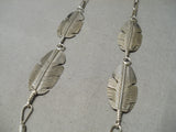 Hand Carved Feather Master Native American Navajo Sterling Silver Necklace-Nativo Arts
