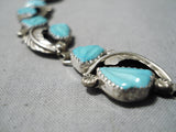 Detailed Vintage Native American Zuni Eleanor Weeka Turquoise Sterling Silver Link Bracelet-Nativo Arts