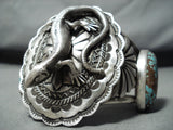 Colossal Lizard Native American #8 Turquoise Sterling Silver Bracelet-Nativo Arts