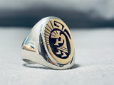Signed Native American Navajo Sterling Silver 14k Gold Kokopelli Ring-Nativo Arts