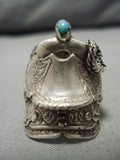 Exceptional Vintage Native American Navajo Saddle Turquoise Sterling Silver Ring-Nativo Arts