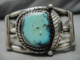 Very Rare Vintage Native American Navajo Aqua Blue Turquoise Sterling Silver Bracelet Old-Nativo Arts