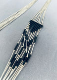 Dazzling Native American Navajo Jet Sterling Silver Necklace-Nativo Arts