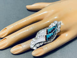Eldred Martinez Native American Zuni Turquoise Jet Coralmother Of Pearl Sterling Silver Ring-Nativo Arts