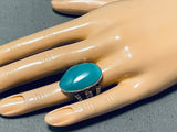 Exceptional San Felipe Kingman Turquoise Sterling Silver Huge Ring-Nativo Arts