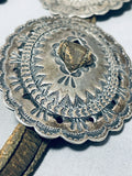 Important Vintage Native American Navajo Hand Tooled 1st Phase Coin Silver Concho Belt-Nativo Arts