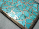 Early Vintage Native American Zuni Turquoise Inlay Sterling Silver Buckle Old-Nativo Arts