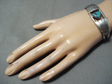Exquisite Vintage Native American Navajo Blue Diamond Turquoise Sterling Silver Bracelet Old-Nativo Arts