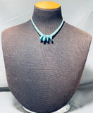 Native American Important Vintage Santo Domingo Old Kingman Turquoise Sterling Silver Necklace-Nativo Arts