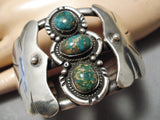 Heavy Huge Vintage Native American Navajo Royston Turquoise Sterling Silver Bracelet Old-Nativo Arts