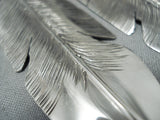 Magnificent Navajo Native American Sterling Silver Feather Earrings-Nativo Arts